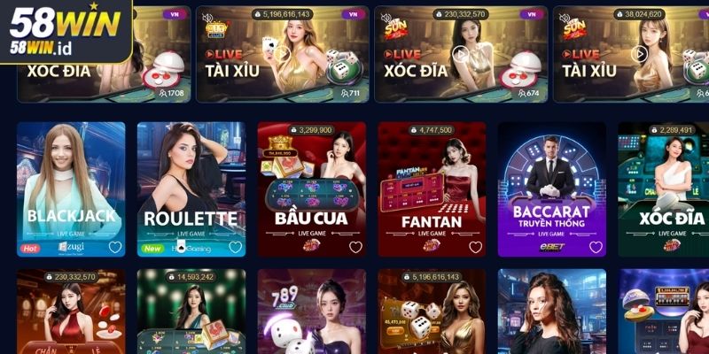 Sảnh Casino Online 58WIN - Trải Nghiệm Đa Dạng Trò Chơi Hot 1 Tổng quan về sảnh Casino online 58WIN